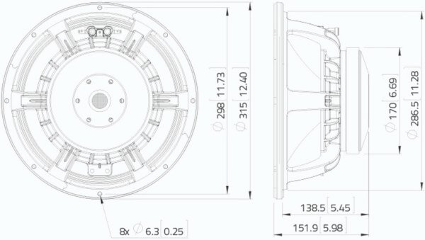 Динамік для акустичної системи Lavoce WAF122.50-4
